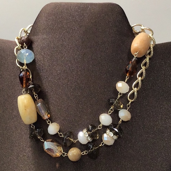 Brand New 31” Long Necklace In Browns & Gold Tone! - Picture 2 of 4
